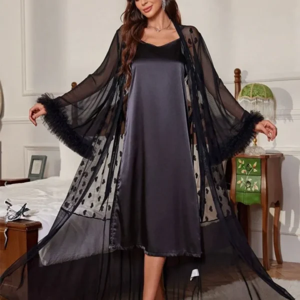 The "Midnight Allure" Satin Slip & Robe Set