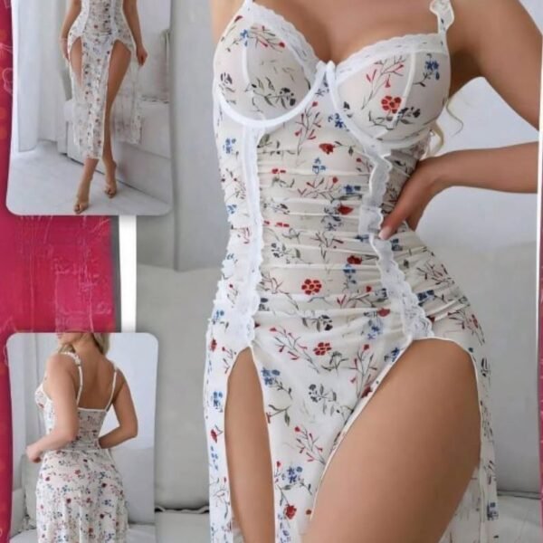 Sheer Floral Corset Dress