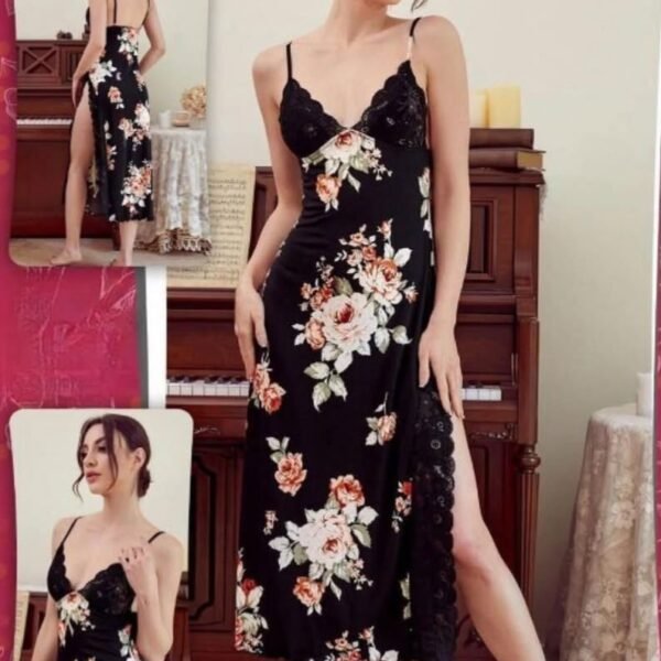 Black Floral Maxi Slip