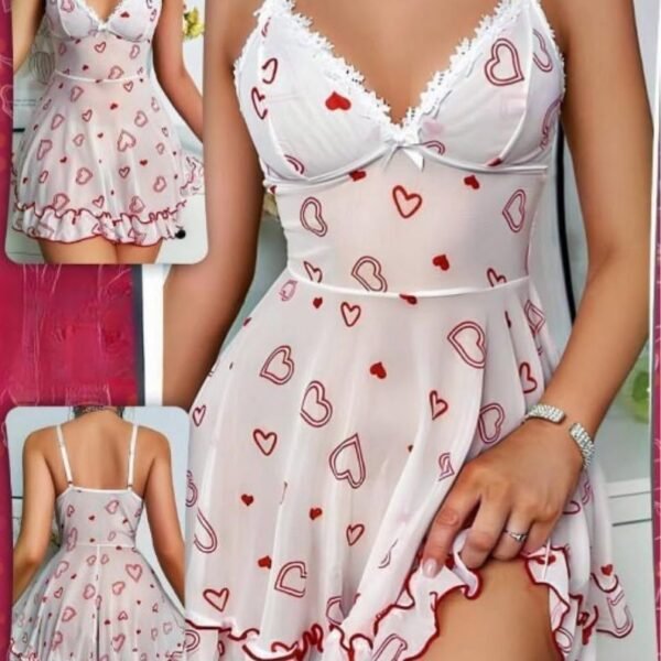 Dainty Heart-Print Babydoll Chemise