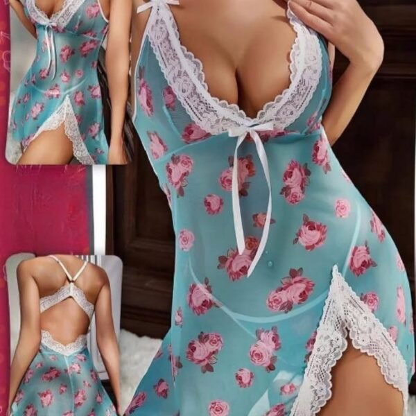 Floral Mesh Babydoll Lingerie Set