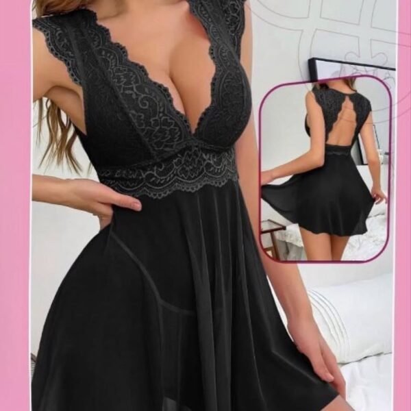 Elegant Lace and Chiffon Babydoll Lingerie