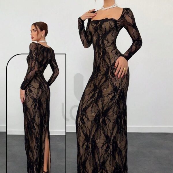 Sophisticated Long-Sleeve Lace Gown