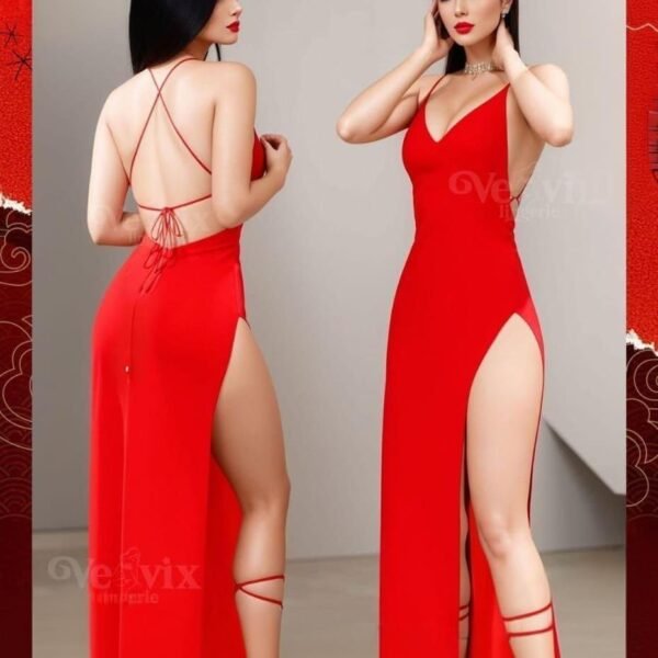 Dazzling Red High-Slit Maxi Dress