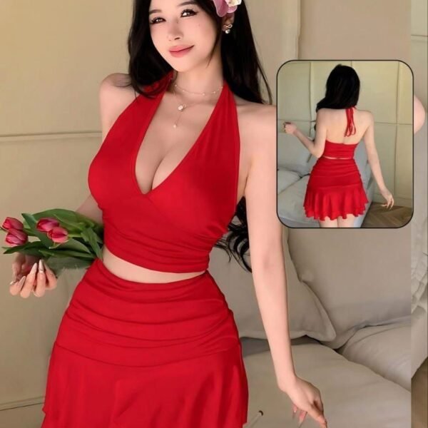 Flirty Ruched Crop Top & Mini Skirt Set