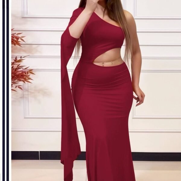 Elegant Asymmetrical Cut-Out Maxi Dress