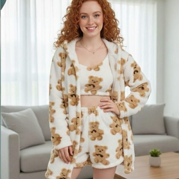 Ultra-Soft 3-Piece Teddy Bear Fleece Lounge Set