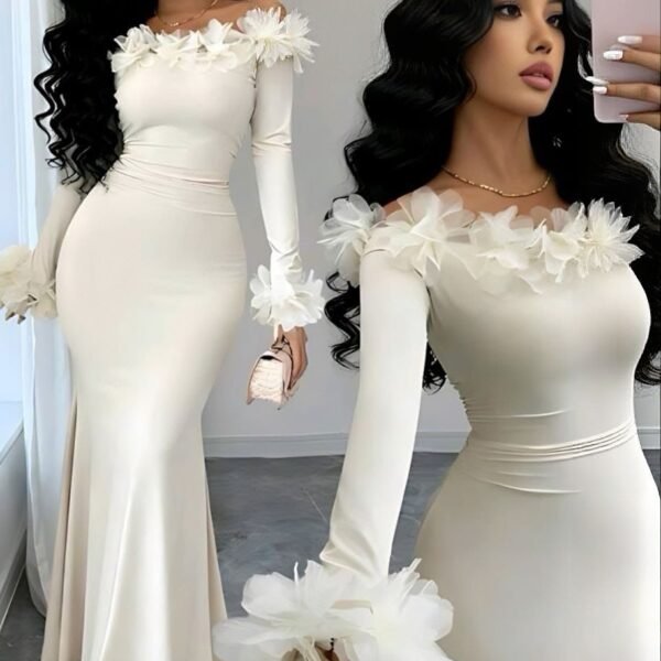 Elegant Bodycon Midi Dress with Contrast Lace Collar