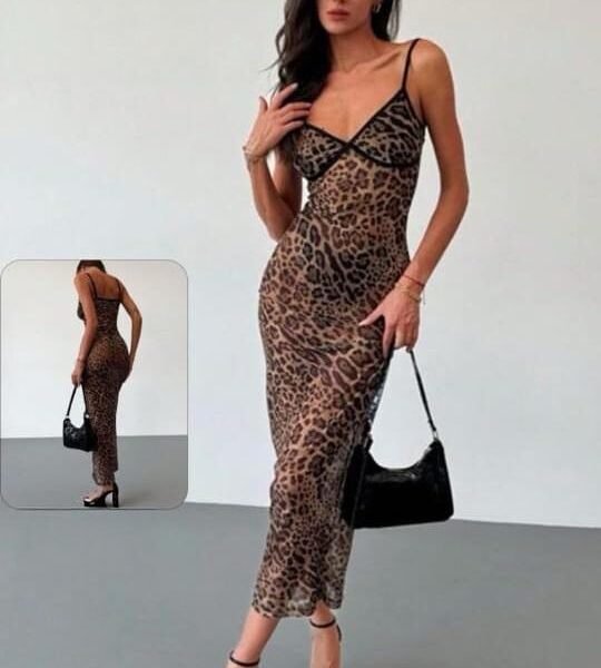 Elegant Leopard Print Maxi Dress