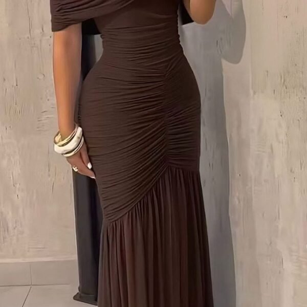 Elegant Off-the-Shoulder Ruched Maxi Dress