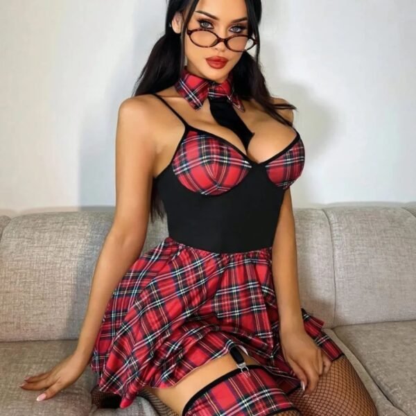Naughty Schoolgirl Tartan Plaid Lingerie & Costume Set
