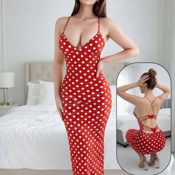 Elegant Polka Dot Backless Maxi Dress