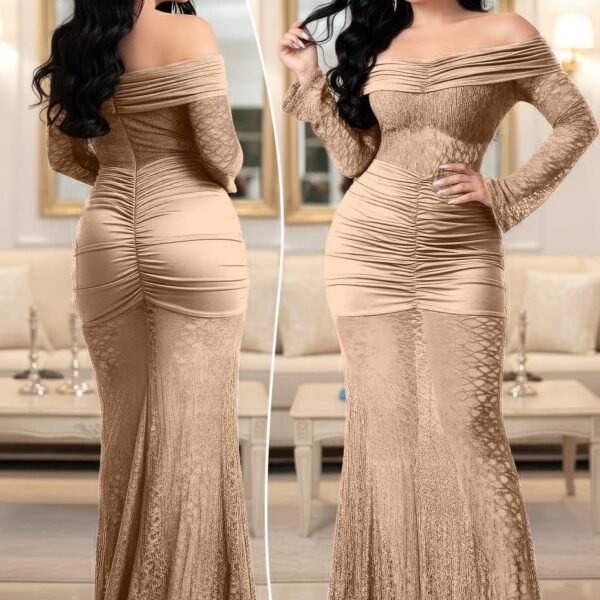 Elegant Off-the-Shoulder Ruched Mermaid Gown