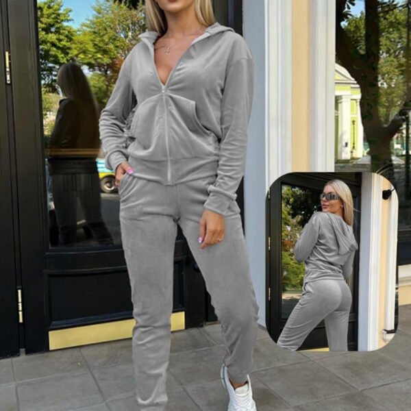 Velour Zip-Up Hoodie & Jogger Set