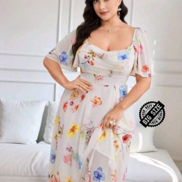 Elegant Floral Chiffon Maxi Dress