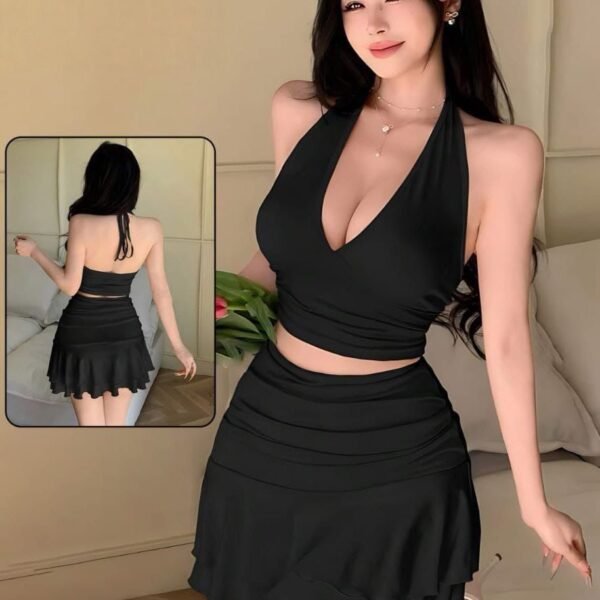 Chic Two-Piece Halter Mini Set