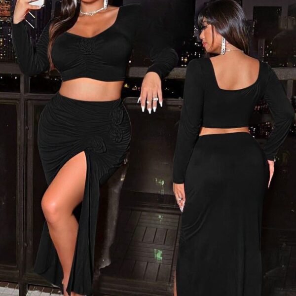 Elegant 2-Piece Rosette Detail Maxi Set