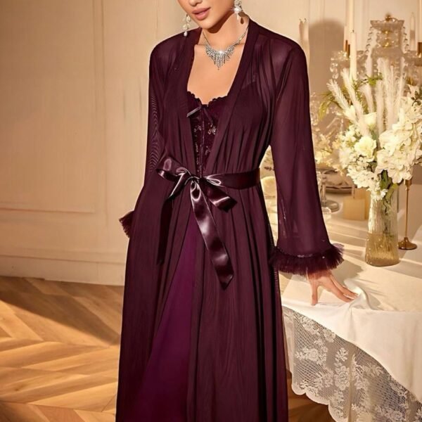 Elegant 2-Piece Lace & Satin Nightwear Set