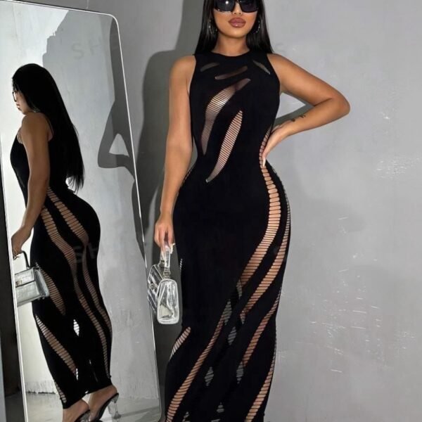 Elegant Cut-Out Bodycon Maxi Dress
