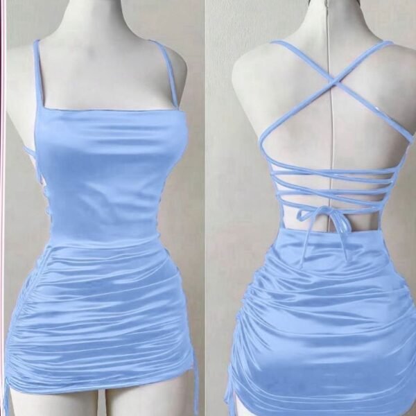 Satin Ruched Mini Dress