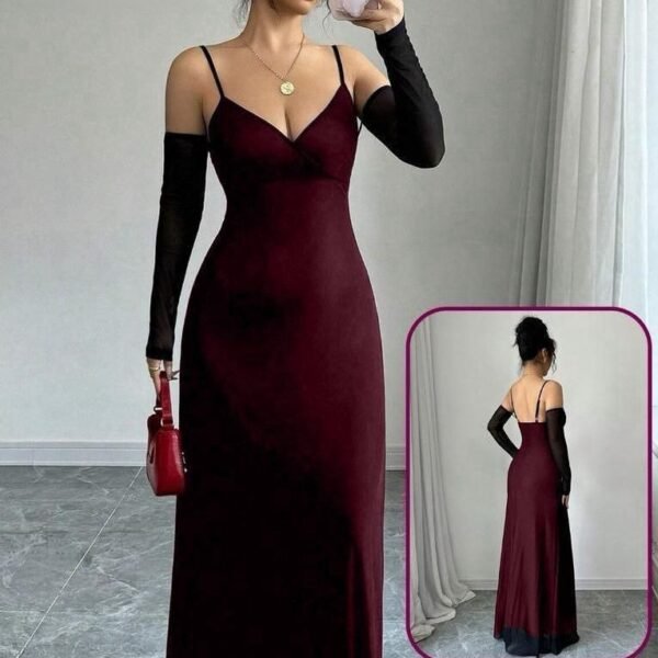 Elegant Maxi Dress with Sheer Details