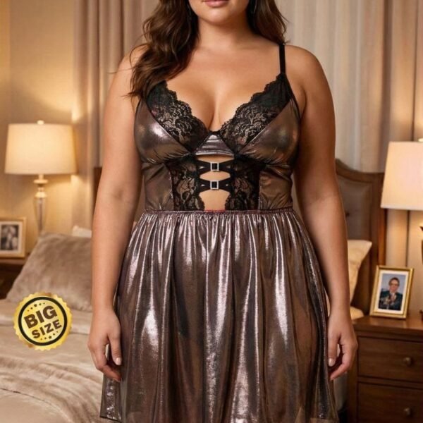 Elegant Metallic & Lace Babydoll