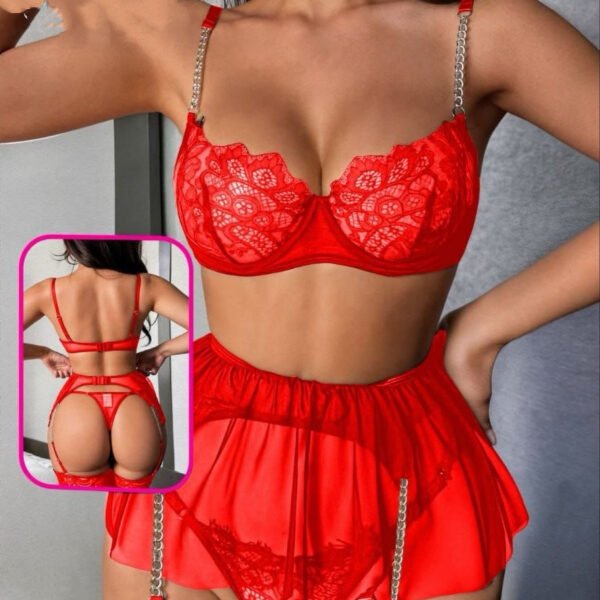 Elegant Lace & Chain Lingerie Set