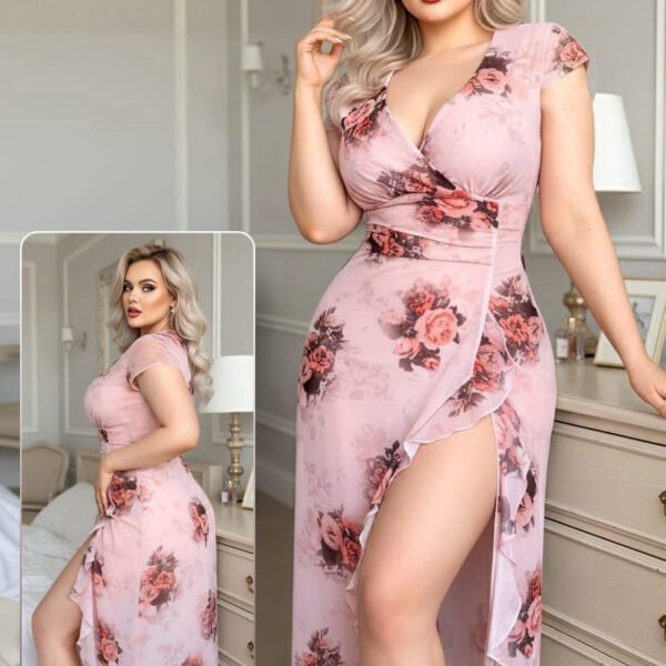 Elegant Floral Wrap Midi Dress