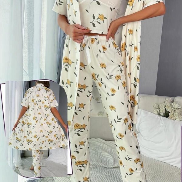 Elegant 3-Piece Floral Loungewear Set