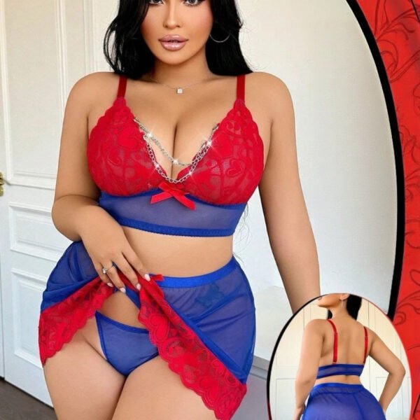 Heart Lace & Mesh Lingerie Set