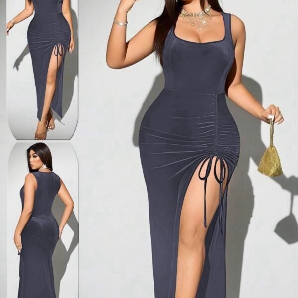 Elegant Ruched Bodycon Maxi Dress