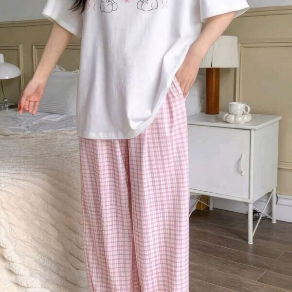 Pink Plaid Coquette Lounge Set