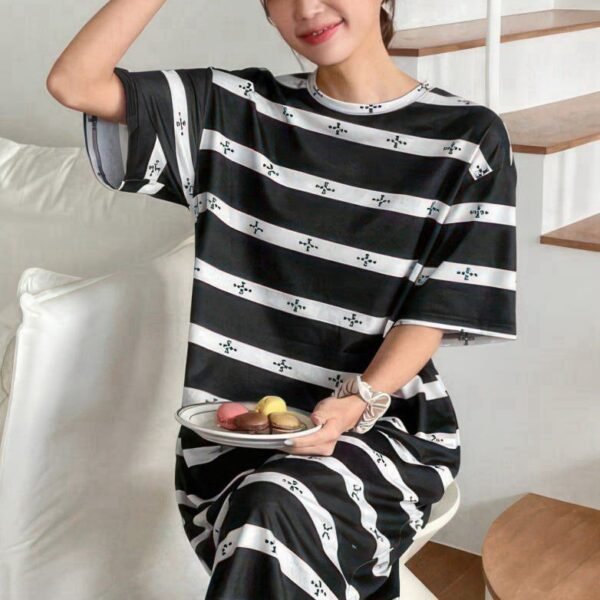 Black & White Geometric Print Loungewear