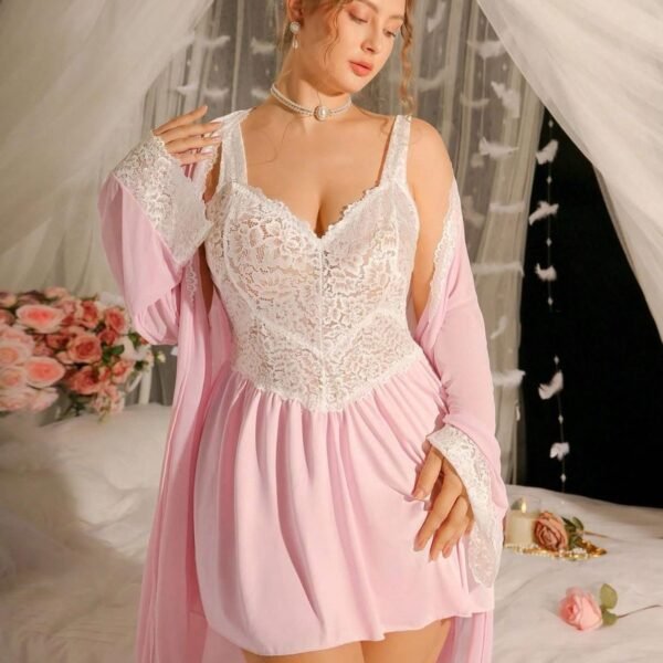 Elegant 2-Piece Lace Lingerie & Robe Set
