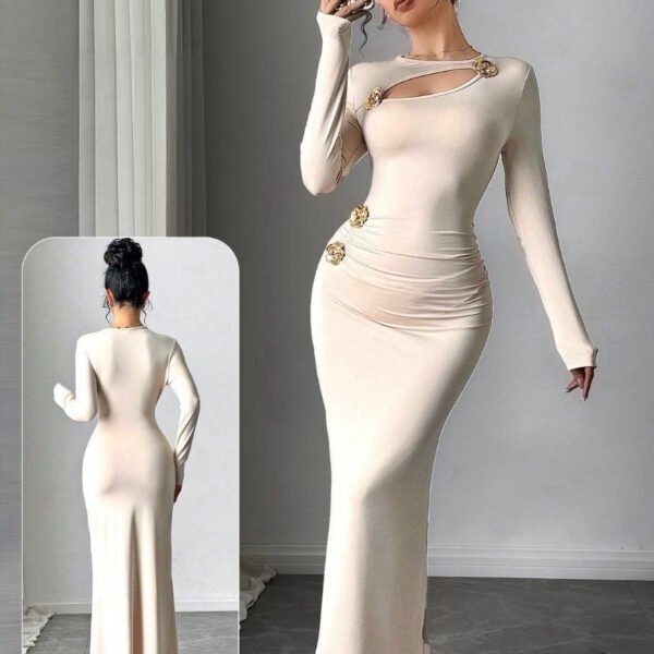 Elegant Cut-Out Ruched Maxi Dress