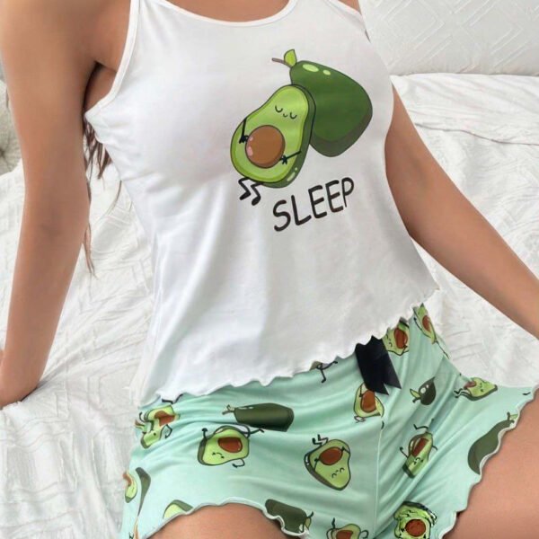 Cute Avocado Print Cami Pajama Set