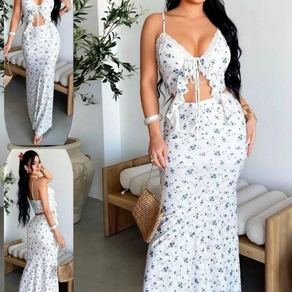 Floral Print Two-Piece Maxi Set