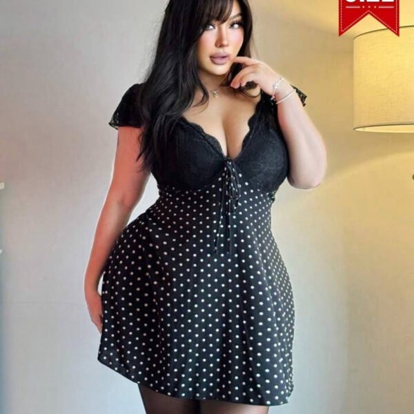 Chic Polka Dot & Lace Mini Dress