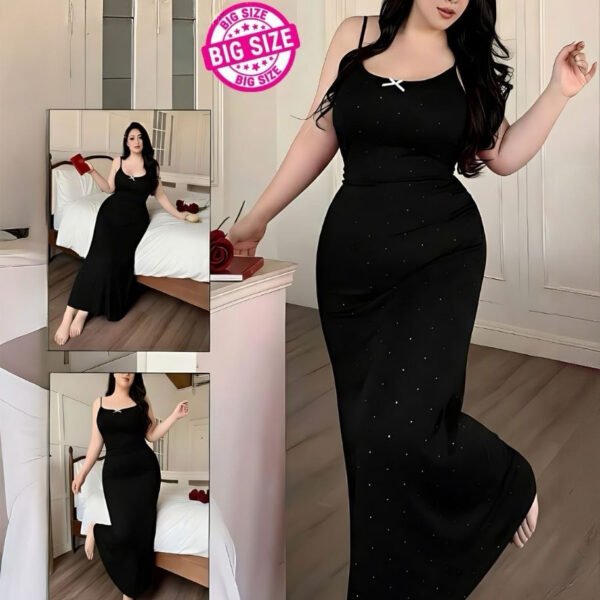 Elegant Polka Dot Maxi Nightgown