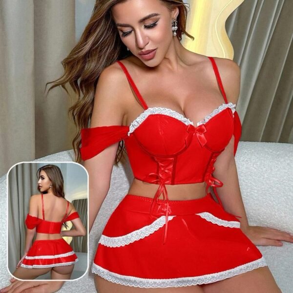 Lace-Trimmed Maid Inspired Lingerie Set