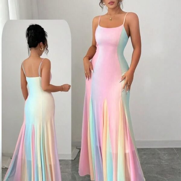 Ethereal Pastel Ombré Mermaid Maxi Dress