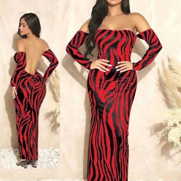 Red & Black Zebra Print Maxi Dress