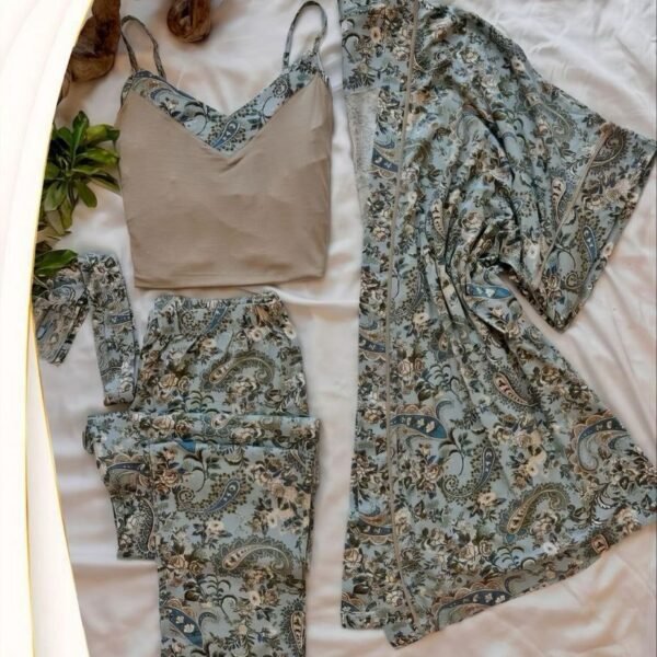 Elegant 3-Piece Floral & Paisley Loungewear Set