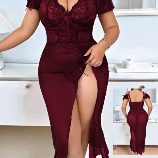 Elegant Lace Corset Maxi Lingerie Gown