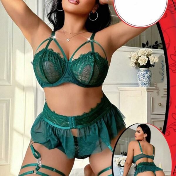 Lace & Mesh Garter Lingerie Set