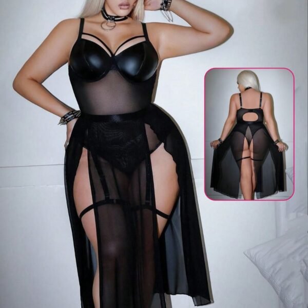 Unleash Your Darker Side in the Midnight Noir Mesh Ensemble.