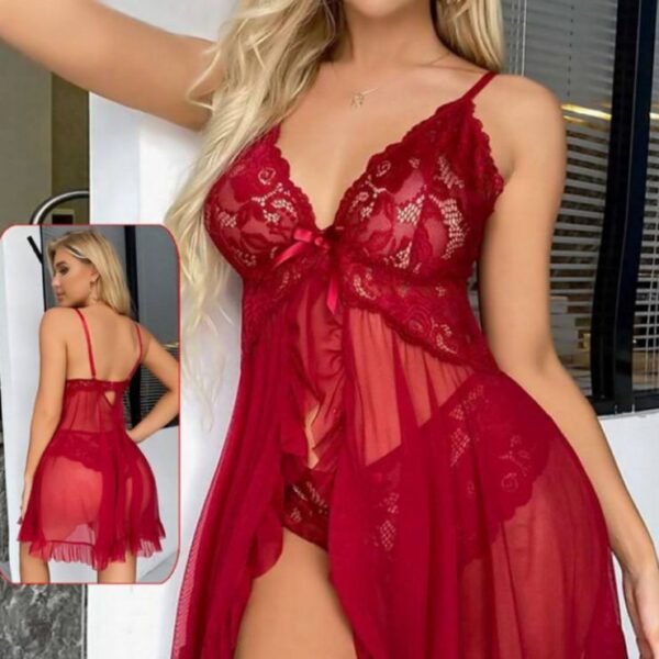 Elegant Floral Lace Babydoll Set