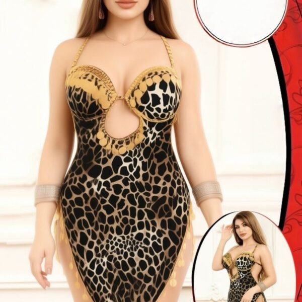 Exotic Leopard Print Belly Dance Chemise - Plus Size