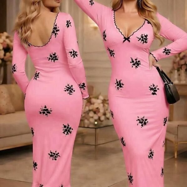 Elegant Floral Bodycon Maxi Dress