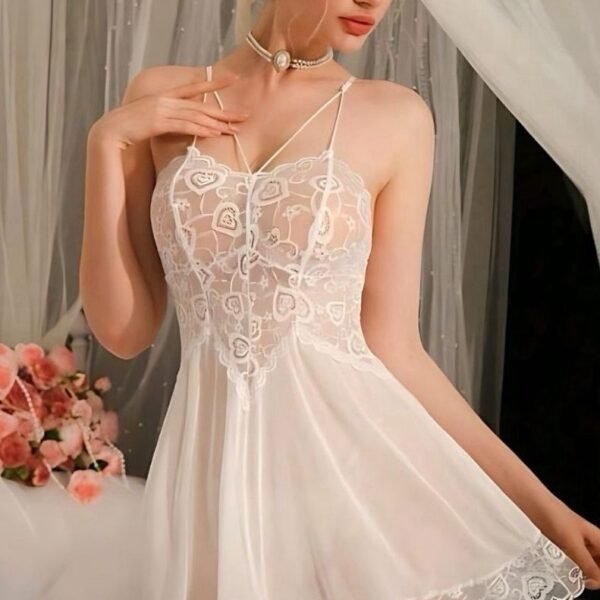 Elegant Crimson Floral Lace Babydoll